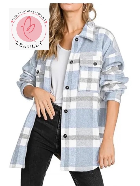 Beaully Jackets & Blazers - Beauty Plaid flannel Shacket, S,  CB2714